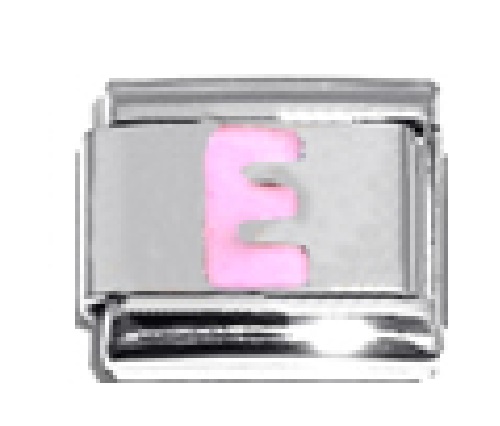 Pink Letter E - 9mm Italian charm - Click Image to Close